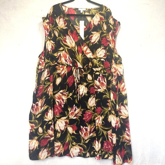 NWT Marybelle Sadie Dress Womens 4X Floral Sleeveless Chiffon Dark Romantic Knee - Picture 1 of 16